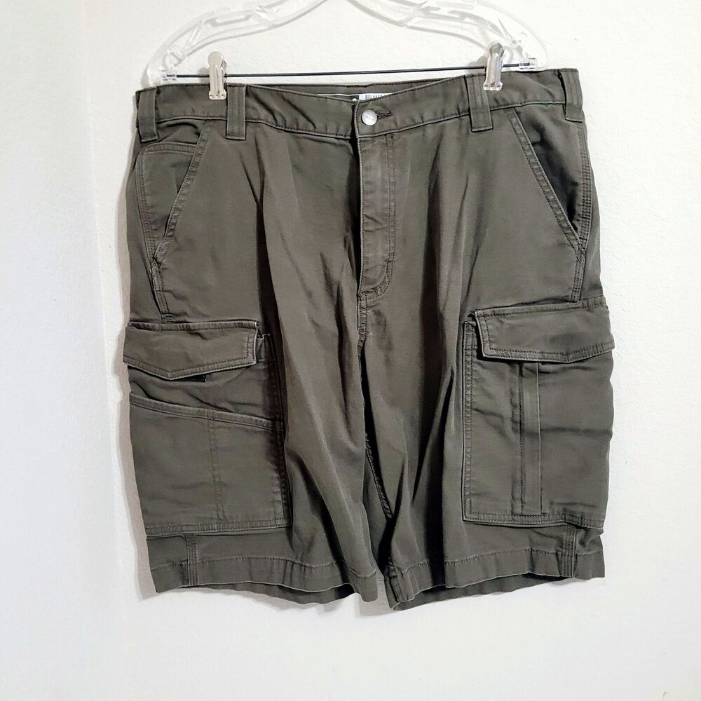 Carhartt size 38 cargo shorts relaxed fit distressed rugged flex work button